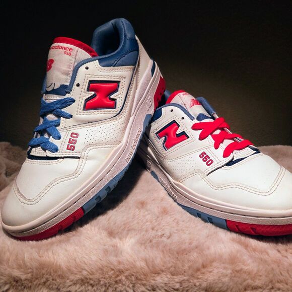 New Balance Other - New Balance 550 Red Atlantic Blue Retro Low Top Sneakers Mens 7 Womens 8.5